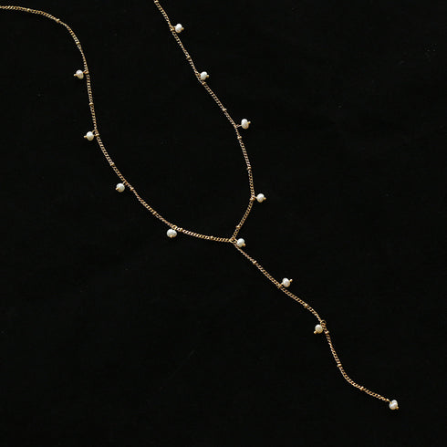 Elegant Y Shape Dainy Pearls Long Necklace - Zafari Studio Jewelry
